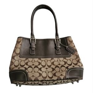 BROWN LOGO COACH PURSE W/ BUCKLES
